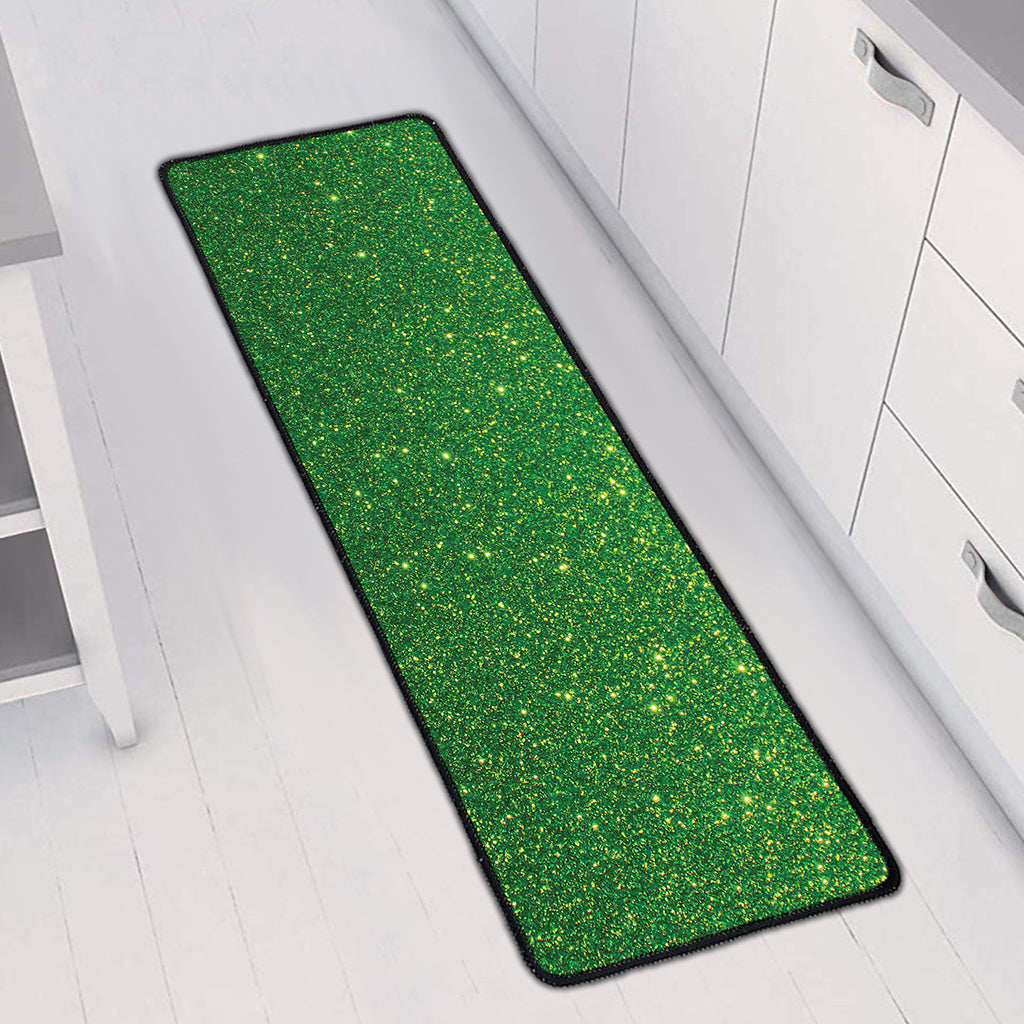 Shamrock Green (NOT Real) Glitter Print Long Kitchen Mat