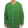 Shamrock Green (NOT Real) Glitter Print Long Sleeve Baseball Jersey