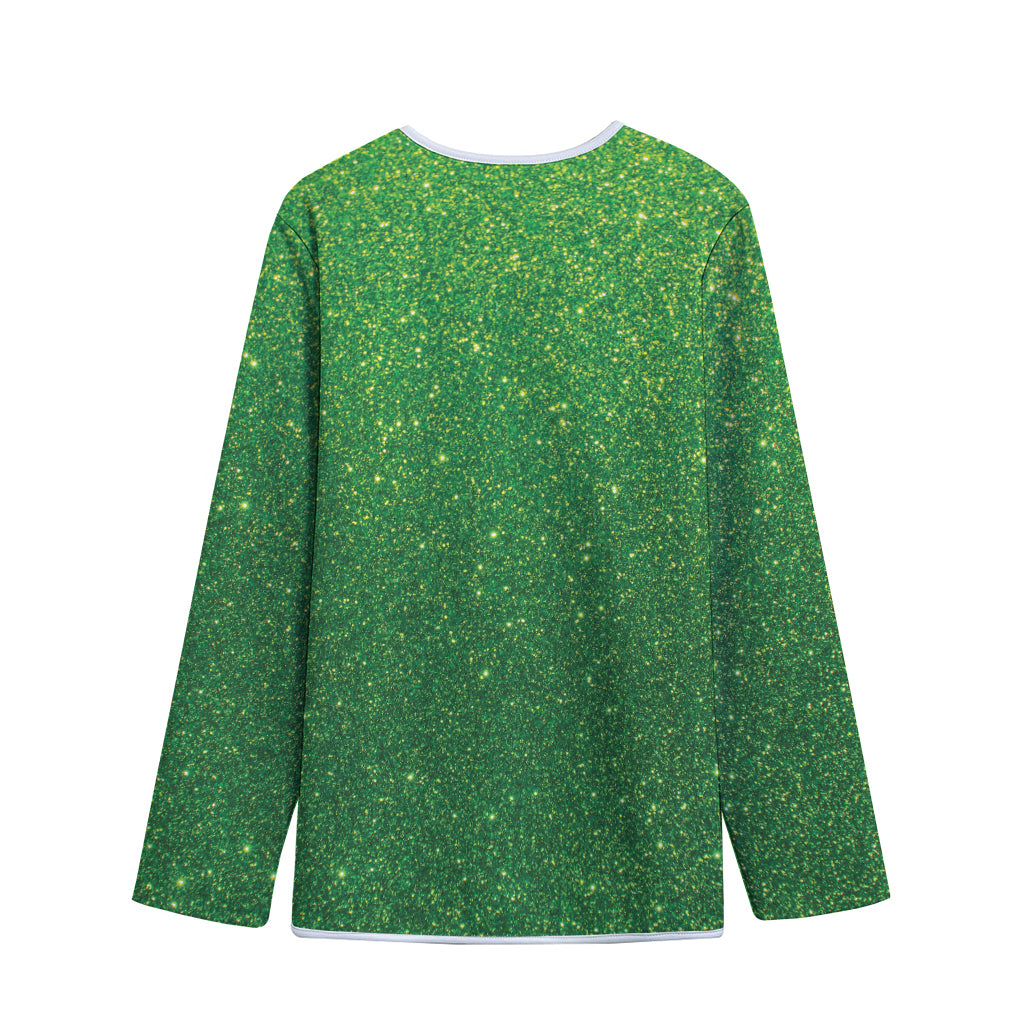 Shamrock Green (NOT Real) Glitter Print Long Sleeve Short Coat