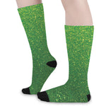 Shamrock Green (NOT Real) Glitter Print Long Socks