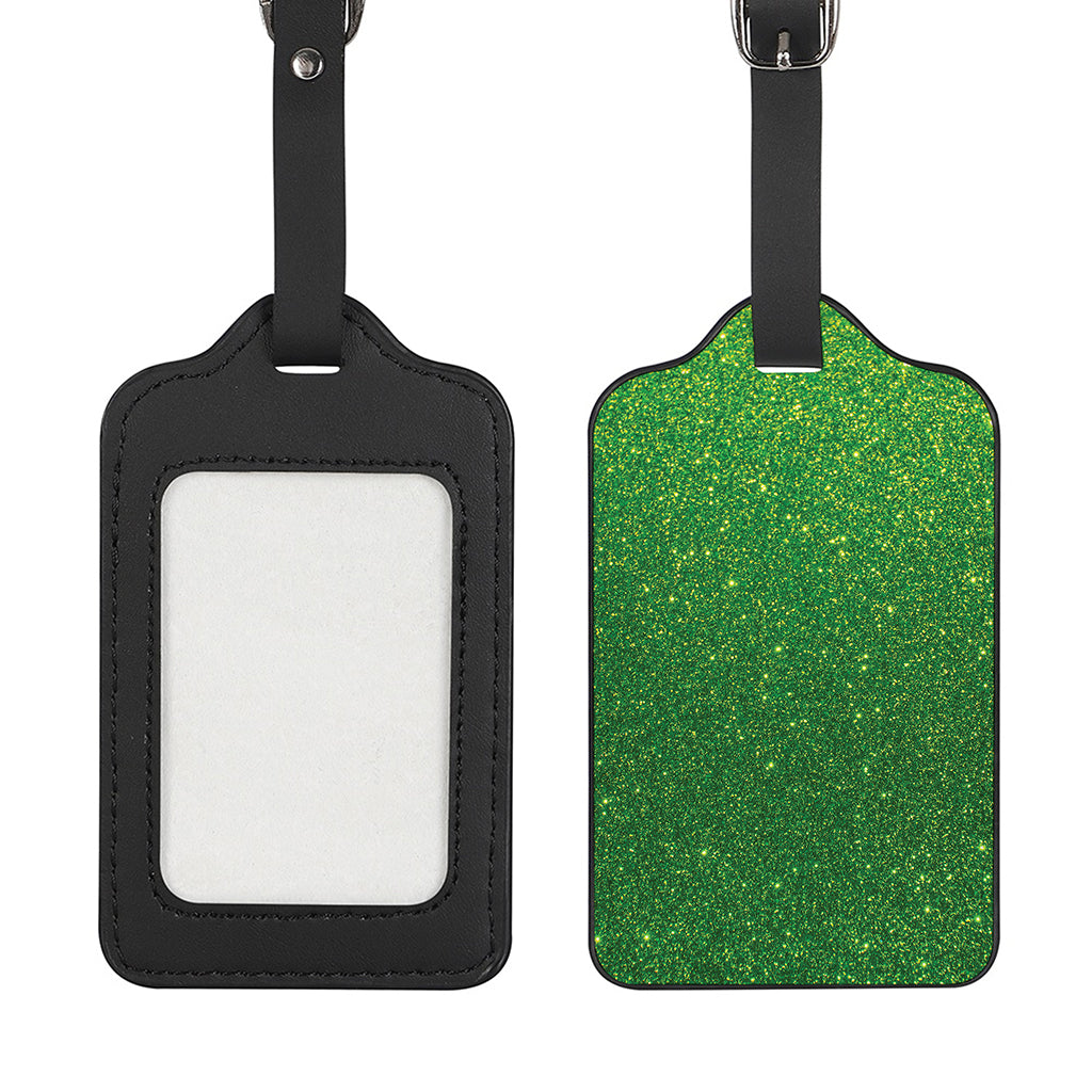 Shamrock Green (NOT Real) Glitter Print Luggage Tag