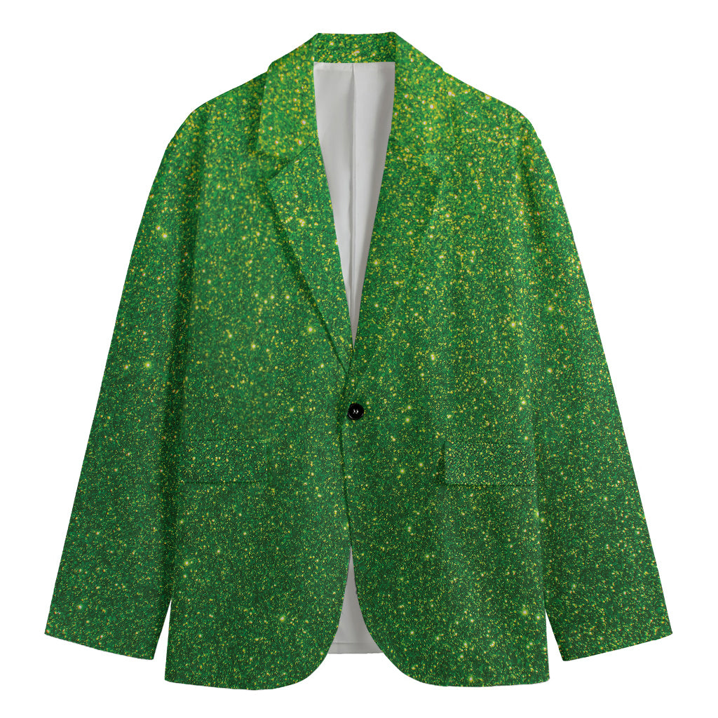 Shamrock Green (NOT Real) Glitter Print Men's Blazer