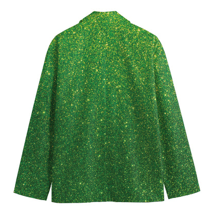 Shamrock Green (NOT Real) Glitter Print Men's Blazer