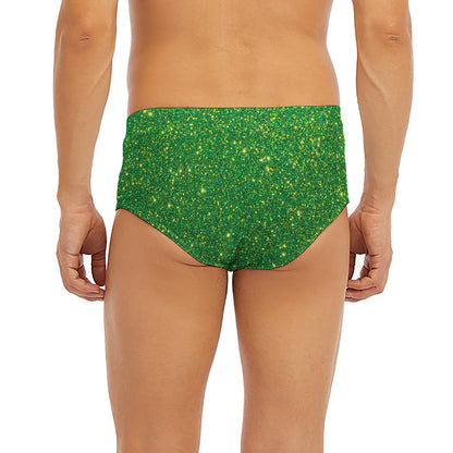 Shamrock Green (NOT Real) Glitter Print Men's Briefs