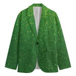 Shamrock Green (NOT Real) Glitter Print Men's Cotton Blazer