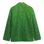 Shamrock Green (NOT Real) Glitter Print Men's Cotton Blazer