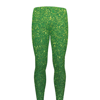 Shamrock Green (NOT Real) Glitter Print Men's leggings