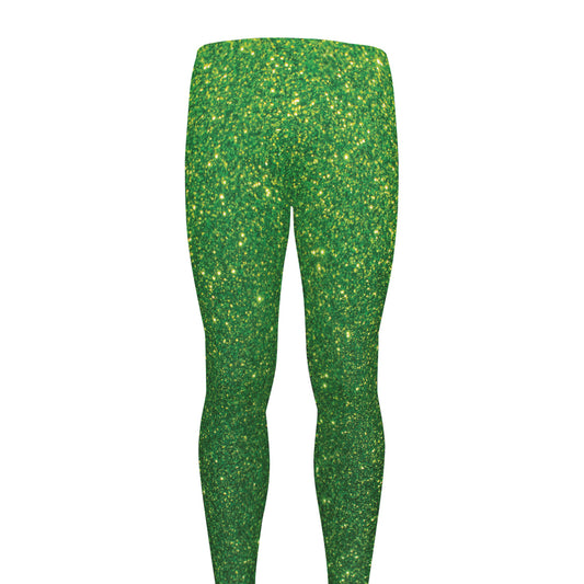 Shamrock Green (NOT Real) Glitter Print Men's leggings