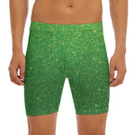 Shamrock Green (NOT Real) Glitter Print Men's Long Boxer Briefs