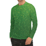 Shamrock Green (NOT Real) Glitter Print Men's Long Sleeve Rash Guard