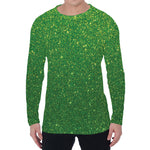 Shamrock Green (NOT Real) Glitter Print Men's Long Sleeve T-Shirt