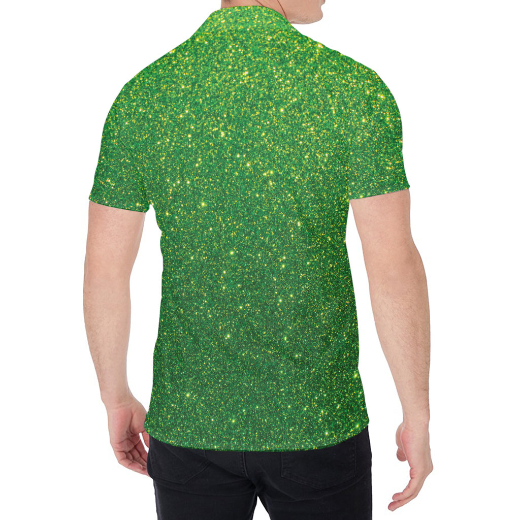 Shamrock Green (NOT Real) Glitter Print Men's Shirt