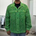 Shamrock Green (NOT Real) Glitter Print Men's Shirt Jacket