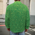 Shamrock Green (NOT Real) Glitter Print Men's Shirt Jacket