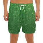 Shamrock Green (NOT Real) Glitter Print Men's Split Running Shorts
