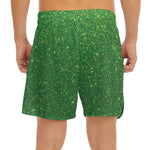 Shamrock Green (NOT Real) Glitter Print Men's Split Running Shorts