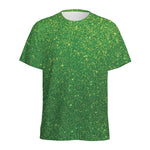 Shamrock Green (NOT Real) Glitter Print Men's Sports T-Shirt