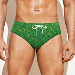 Shamrock Green (NOT Real) Glitter Print Men's Swim Briefs