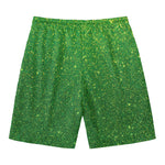 Shamrock Green (NOT Real) Glitter Print Men's Swim Trunks