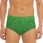 Shamrock Green (NOT Real) Glitter Print Men's Triangle Swim Briefs