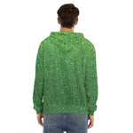 Shamrock Green (NOT Real) Glitter Print Men's Velvet Pullover Hoodie