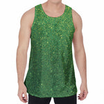 Shamrock Green (NOT Real) Glitter Print Men's Velvet Tank Top