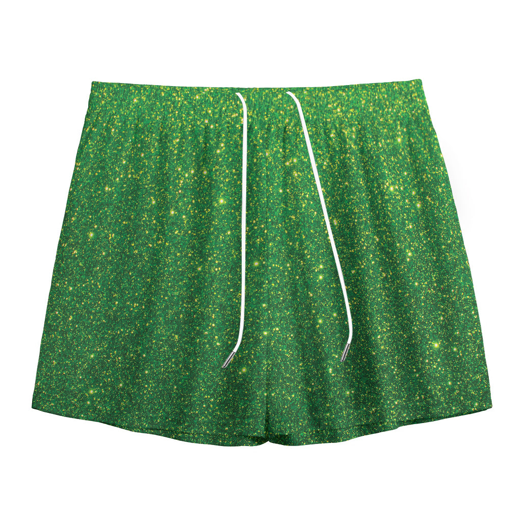 Shamrock Green (NOT Real) Glitter Print Mesh Shorts