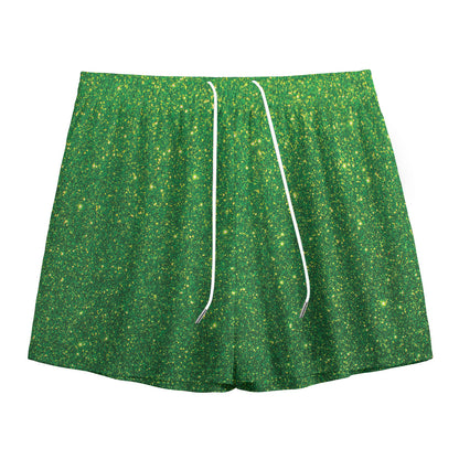 Shamrock Green (NOT Real) Glitter Print Mesh Shorts