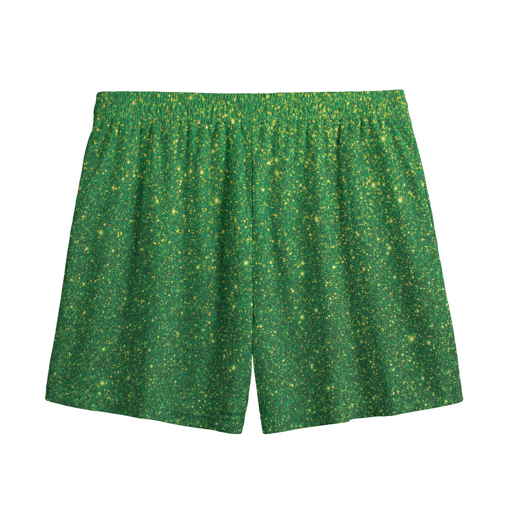 Shamrock Green (NOT Real) Glitter Print Mesh Shorts