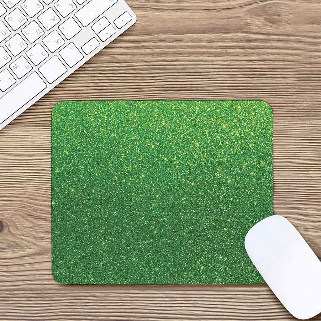 Shamrock Green (NOT Real) Glitter Print Mouse Pad