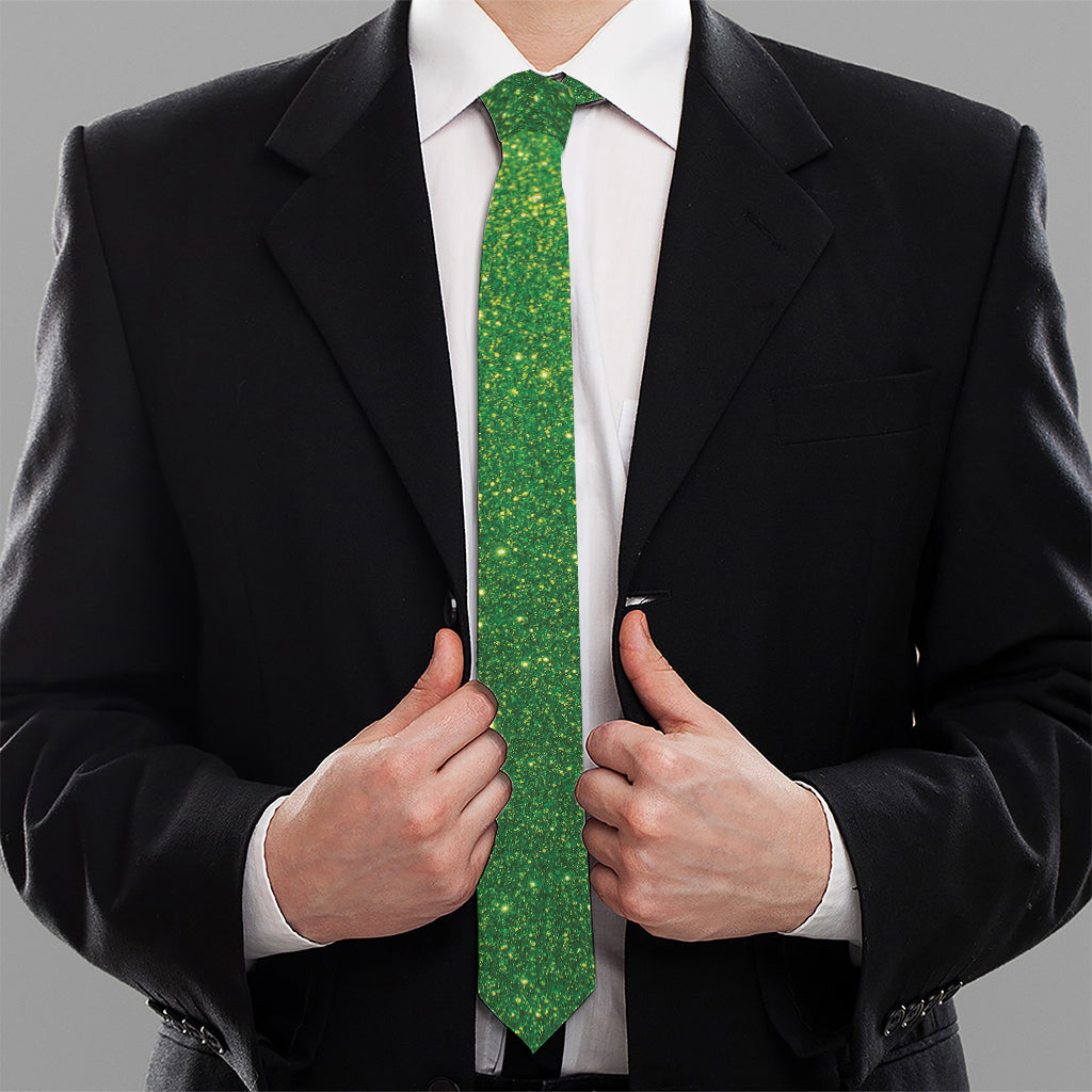 Shamrock Green (NOT Real) Glitter Print Necktie