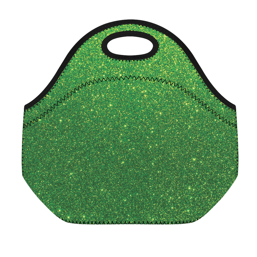 Shamrock Green (NOT Real) Glitter Print Neoprene Lunch Bag