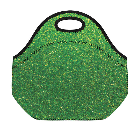 Shamrock Green (NOT Real) Glitter Print Neoprene Lunch Bag