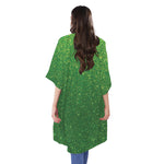 Shamrock Green (NOT Real) Glitter Print Open Front Beach Cover Up