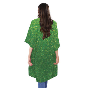 Shamrock Green (NOT Real) Glitter Print Open Front Beach Cover Up