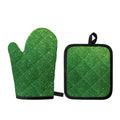 Shamrock Green (NOT Real) Glitter Print Oven Mitt And Pot Holder Set