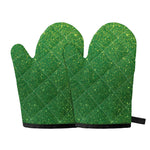 Shamrock Green (NOT Real) Glitter Print Oven Mitts