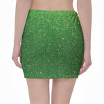 Shamrock Green (NOT Real) Glitter Print Pencil Mini Skirt
