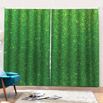 Shamrock Green (NOT Real) Glitter Print Pencil Pleat Curtains