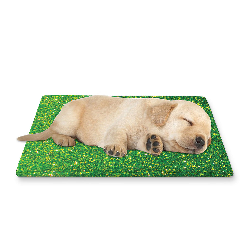Shamrock Green (NOT Real) Glitter Print Pet Cooling Mat Cover