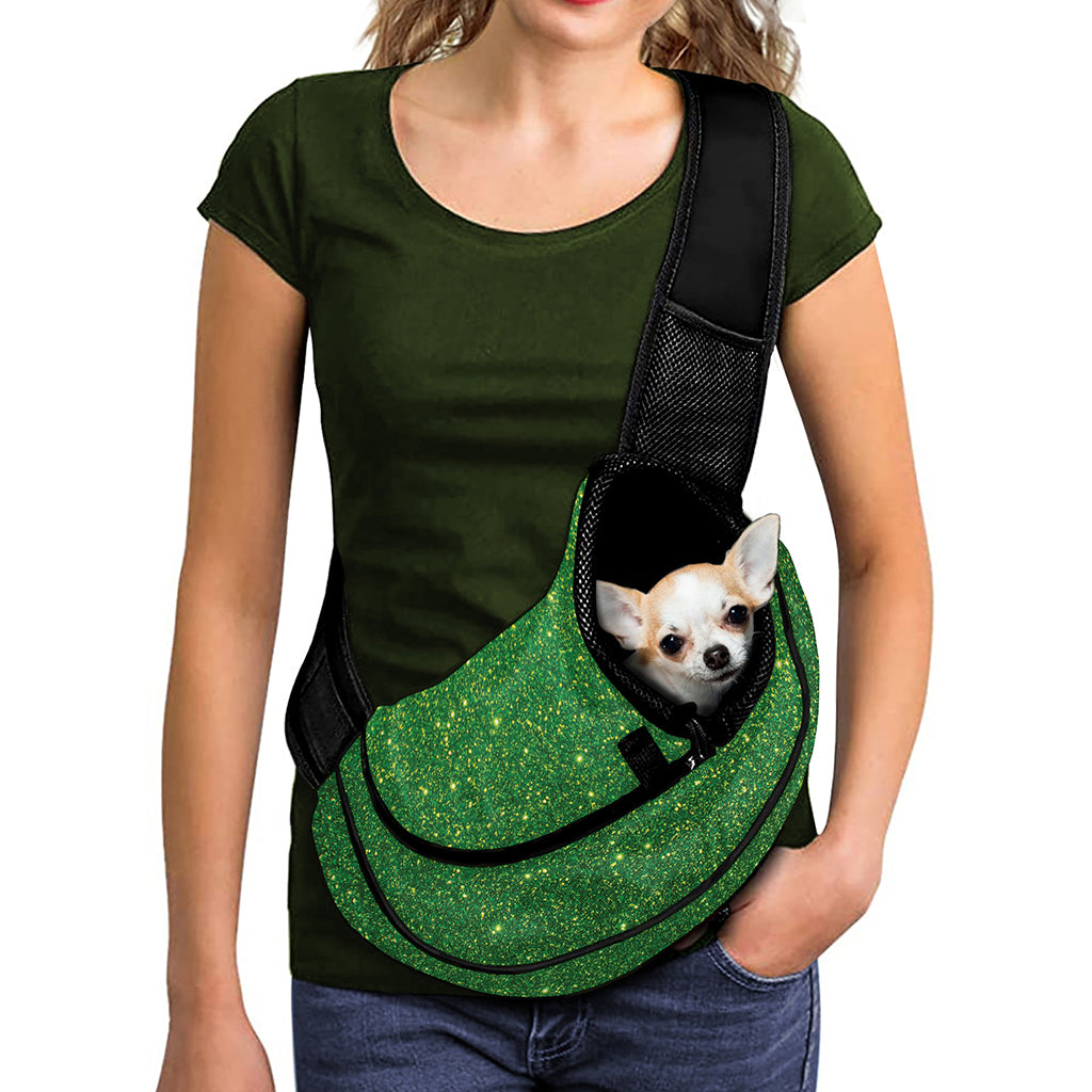 Shamrock Green (NOT Real) Glitter Print Pet Sling Carrier