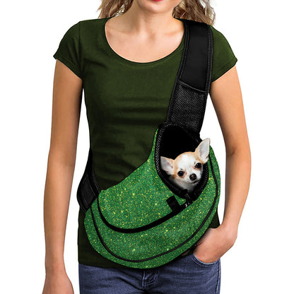 Shamrock Green (NOT Real) Glitter Print Pet Sling Carrier