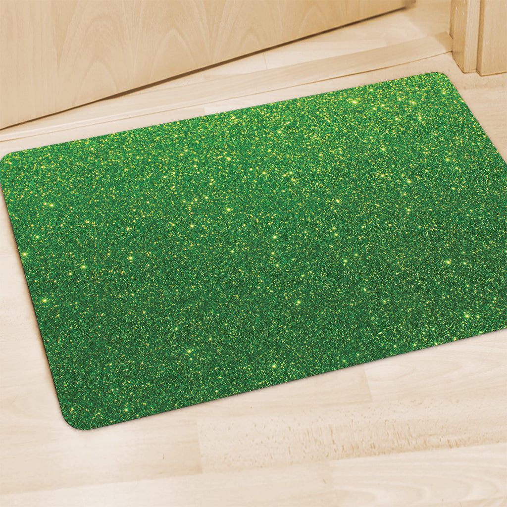 Shamrock Green (NOT Real) Glitter Print Polyester Doormat