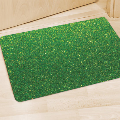 Shamrock Green (NOT Real) Glitter Print Polyester Doormat