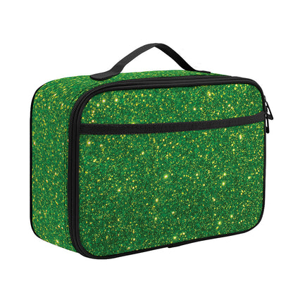 Shamrock Green (NOT Real) Glitter Print Portable Lunch Bag
