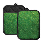 Shamrock Green (NOT Real) Glitter Print Pot Holders With Pocket