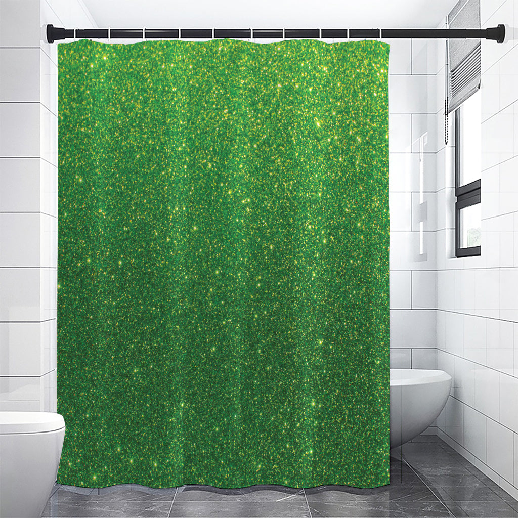 Shamrock Green (NOT Real) Glitter Print Premium Shower Curtain