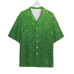 Shamrock Green (NOT Real) Glitter Print Rayon Hawaiian Shirt