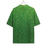 Shamrock Green (NOT Real) Glitter Print Rayon Hawaiian Shirt