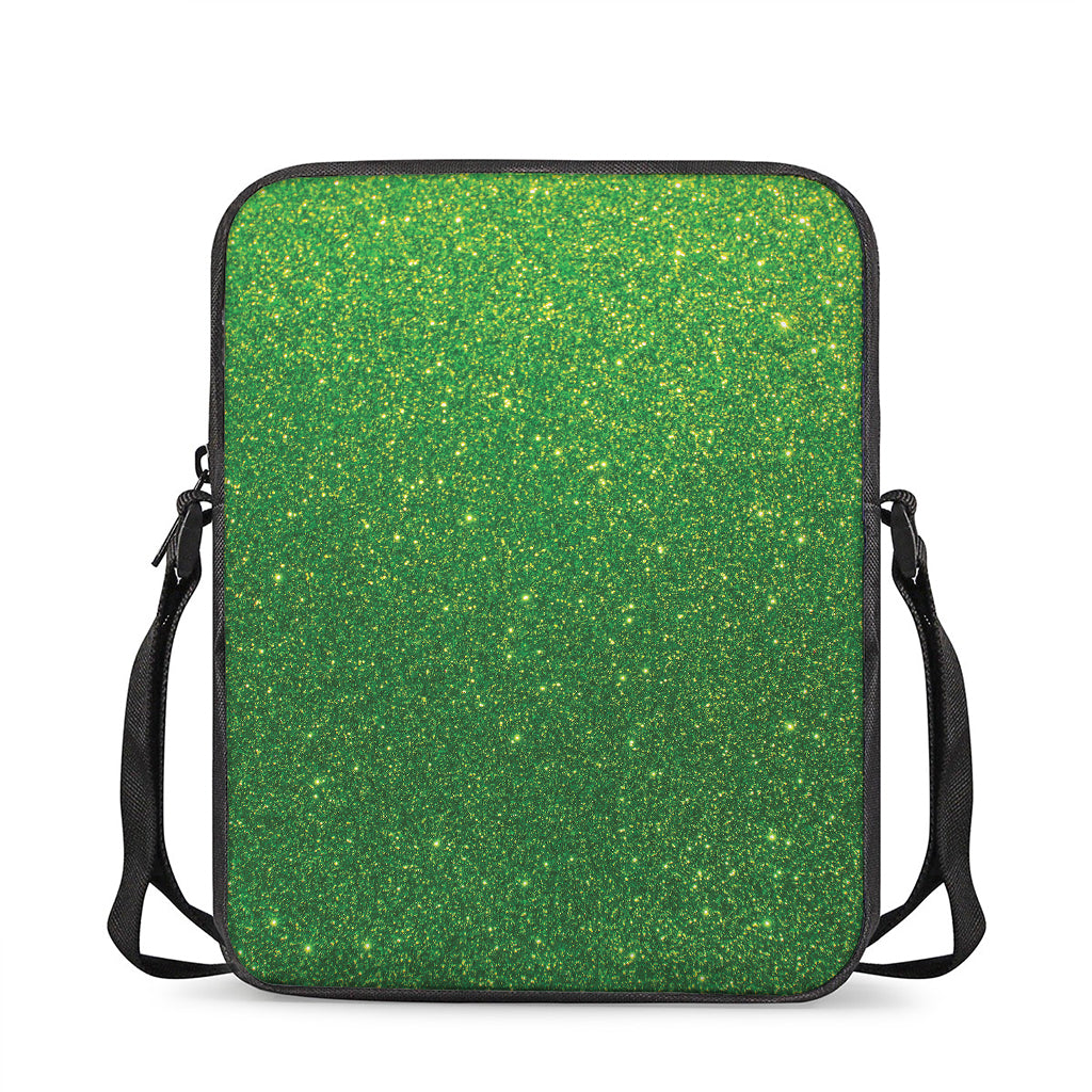 Shamrock Green (NOT Real) Glitter Print Rectangular Crossbody Bag